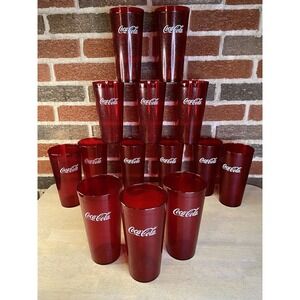 Lot of 14- 24 oz Red Coca-Cola Plastic Restaurant Soda Cup Carlisle 5224